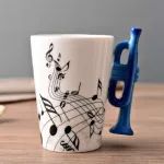 1pcs Creative Music Instrument Art Style Mugs Cup Novelty Guitar Ceramic Modeling Home Coffee Milk Drinkware