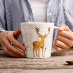 Matte Ceramic Mug Coffee Cup Northern European Style Hourse And Deer Cup