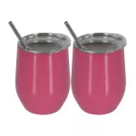 2pcs/set Stainless Steel 12oz Beer Cup Wine Tumbler Portable Outdoor Travel Coffee Cocktail Drinking Metal Cup