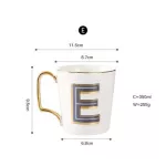 Eways Gold Handle Cup Bone China Coffee Mug Creative Letter Wedding Birthday