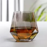 Creative Geometry Glass Cup Golden Rim Crystal Transparent Masonry Coffee Mug Wine Cocktail Milk Tea Cup Couple S