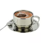 Stainless Steel Double-Deck Coffee Cup Sets Milk Coffee Mugs Spoon Tray High Quality