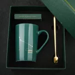 420ml Ity Constellation Ceramic Mug Dark Green Bone China Lemon Cup Household Coffee Cup Box Lovers Cup Mug
