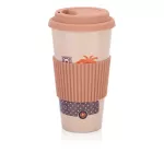 Reusable Coffee Cup Bamboo Fiber Tea Cup Health Drink Water Multi-Function with Lid Non-Slip Silicone Set Grafiti Cup