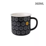 Funbaky 360ml Creative Retro Smiley Mug Brief Letter Ceramic Mugs Coffee Cup Couple Drinking Cups Canecas