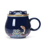 300ml Creative Chinese Classical Style Ceramic Tea Cup Chinese Culture Business Office Cup Filter Tea Cup With Cute Cat Tea Mug