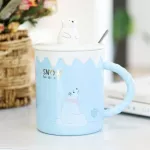 400ml and Creative Cute Bear Ceramic Water Cup Cartoon with Lid Spoon Cup Cup Home Breakfast Cup
