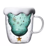 300ml Mug Creative Glass Mug Tree Star Cup High Temperature Resistant Mug Layer Water Cups Xmas S