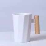 380ml Wood Handle Ceramic Coffee Mug Creative Office Home Milk Tea Cup For