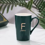 Personal Alphabetical Mug with Lid Tea Set Travel Mugs Coffee Novelty Big Large Creative Latte Porcelain Cups