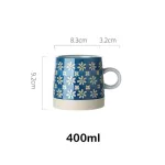 Vintage Japanese Pottery Mugs Underglaze Ceramic Breakfast Coffee Milk Tea Cup Bowl Kitchen Home Decor Handmade Tableware
