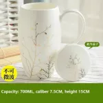 Oussirro Ceramic Mugs With Lid Scoop Creative Ceramic Coffee Mug Cup Elegant Wedding Big Volume