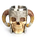 Stainless Steel Mug Skull Viking Beer Coffee Drinking Cup Mug Horned Pit Lord Warrior Halloween Bar Drinkware