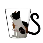 Pandapark New Cute Creative Cat Kitty Glass Mug Tea Cup Milk Coffee Mugs Breakfast Cup Meow Juice Tumbler PPX010