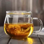 New 1 Set 300ml Coffee Mug Tea Glass Cup Transparent Clear Glass Mug Coffee Tea Mugs With Tea Infuser Filter Lid Water Cup