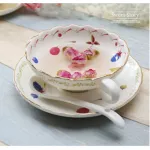 Noble Luxury Bone China Coffee Cup And Saucer Spoon Set Ceramic Mug 200ml Advanced Porcelain Tray For Cafe Party