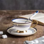 High Quality Porcelain Coffee Cups Luxurious Ceramic Cups On-Glazed Advanced Tea Cups And Saucers Sets S