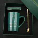 420ml Constellation Ceramic Mug Dark Green Bone Bone Cup Household Cup Box LoverS Cup Office Mug