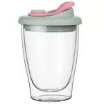 Modern And Double-Layer Glass Cup Creative Transparent Anti-Scalding Mugs Office Cup With Lid