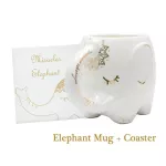 Elephant Coffee Mug White Ceramic Tea Mugs with Hand Princed Designs and Princed Saying Large Handmade Cup with Coast
