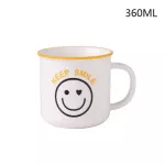Funbaky 360ml Creative Retro Smiley Mug Brief Letter Ceramic Mugs Milk Coffee Cup Couple Drinking Cups Canecas