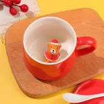 350ml Creative 3D Cartoon Ceramic Water Cup Snowman Elk Cute Couple Cup Cup Breakfast Milk Cup Cup