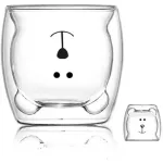 Creative Cute Bear Double-Layer Coffee Mug Double Glass Cup Carton Animal Glass Lady Cute Funny Mugs