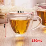 New 180ml/240ml Love Shaped Double Wall Glass Mug Resistant Kungfu Tea Mug Milk Lemon Juice Cup Drinkware Lover Coffee Cup