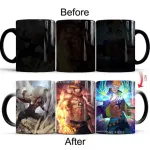 Dropshiping 1PCS New 350ml One Piece Coffee Mugs Creative Color Changing Luffy Zoro Anime Ceramic Milk Tea Cups Novelty