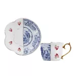 Combination of China and Western and White Ceramic Cup Exact Retro Light Light Luxury Gold Painted Coffee Cup and Saucer