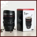 New 24-105mm Lens Thermos Camera Coffee Tea Cup Mug Lens Creative Cup Stainless Steel Brushed Liner Black