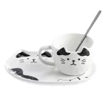 Cute Cat Ceramics Coffee Mug Set Handgrip Animal Mugs With Creative Drinkware Coffee Tea Cups Novelty Milk Cup Breakfast