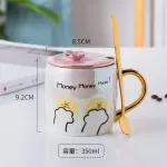 Cartoon Ceramics Cat Mug With Lid And Spoon Coffee Milk Mugs Cute Creative Breakfast Cup Valentine's Wedding Birthday