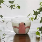Japanese Sakura Glass Coffee Mug Cute Cat Rabbit Tea Mug 280ml Heat Resistant Glass Tea Cup Maid Coffee Cup Drinkware