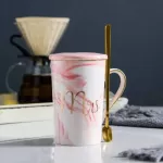 Mr Mrs Flamingo Couple Cup And Mug Ceramic Coffee Mug Marble Pattern Home Drinkware Lovers Wedding