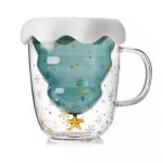 300ml Creative Tree Glass Heat-Resistant Double Wall Glass Cup Coffee Mug with Lid Cute S For Girls