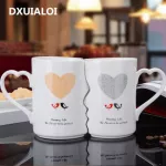 Two Creative Coffee Cups Double Bowl Ceramic Kiss Valentine's Day Birthday Wedding Trent Couple Ceramic Cups