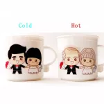Drop Shipping 1pcs New Cute Couples Color Changing Mugs Ceramic Cups Coffee Mugs Milk Mugs Best For Lovers Friends