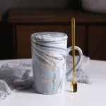EWAYS Marble 12 Constellation Ceramic Pink Zodiac Mug with Lid Coffee Mugs Creative Personality Cup 400ml Lead-Free