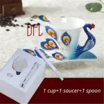 Enamel Coffee Mugs Tea Cups with Saucer Spoon Sets Creative Drinkware Lover