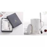 With Box 12 Consteds Creative Ce rate SPOH SPOON LID Porcelain Zodiac Milk Coffee Cup 400ml Water 1 Set