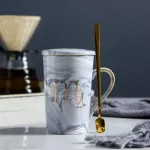 MR MRS Flamingo Couple Cup Mug Box Ceramic Coffee Mug Marble Pattern Home Drinkware Lovers Wedding