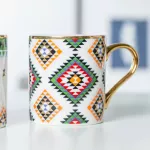 Luxury Gold Totems Mosaic Geometric Flamingo Ceramic Coffee Mug Coffee Gold Breakfast Milk Water Cup Couple Creative S