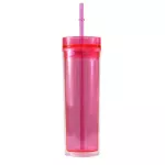 16OZ Color Changing Cup Double-Layer Plastic Straw with Cover Acrylic Straight Cup Travel Water Cup Tumbler Wedding