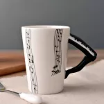 Geekhom Creative Music Style Guitar Ceramic Mug Coffee Tea Milk Stave Cups With Handle Coffee Mug Novelty S