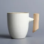 Japanese Style Vintage Coffee 300ml Tumbler Rust Glaze Tea Milk Beer Mug With Wood Handle Water Ceramic Cup Novelty S