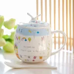 Ceramic Coffee Mug Lid and Spoona Coffee Cup Sets 450ml Creative Milk Cups Couple S