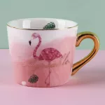 Marble Coffee Mug New Nordic Style Ins Cute Milk Tea Cup Ceramic Floral Leaf Travel Mug 350ml