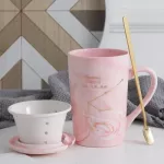 Natural Marble 12 Constellation Ceramic Pink Zodiac Mug With Lid Coffee Mugs Creative Personality Cup 380ml Cups And Mugs