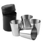 4 PCS/Set Polished 30/70/170 ML Mini Shot Glass Wine Glass Stainless Steel Cups Bag Home Bag Kitchen Bar